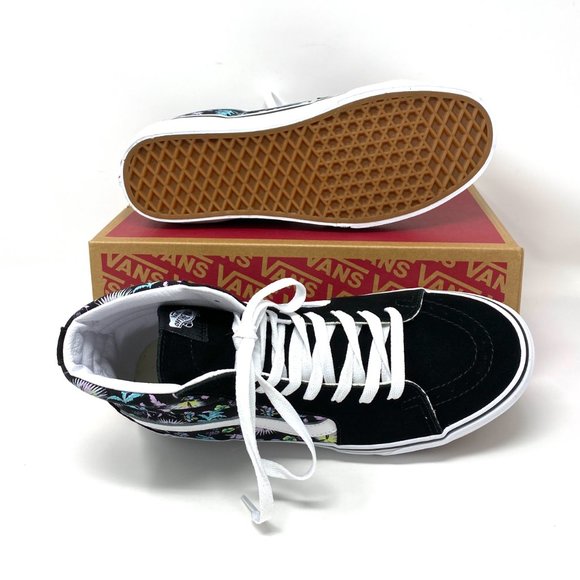 Vans SK8-HI Paradise Floral Black Suede Shoes White Out Sole Men's VN0A32QG3VD - Picture 2 of 9